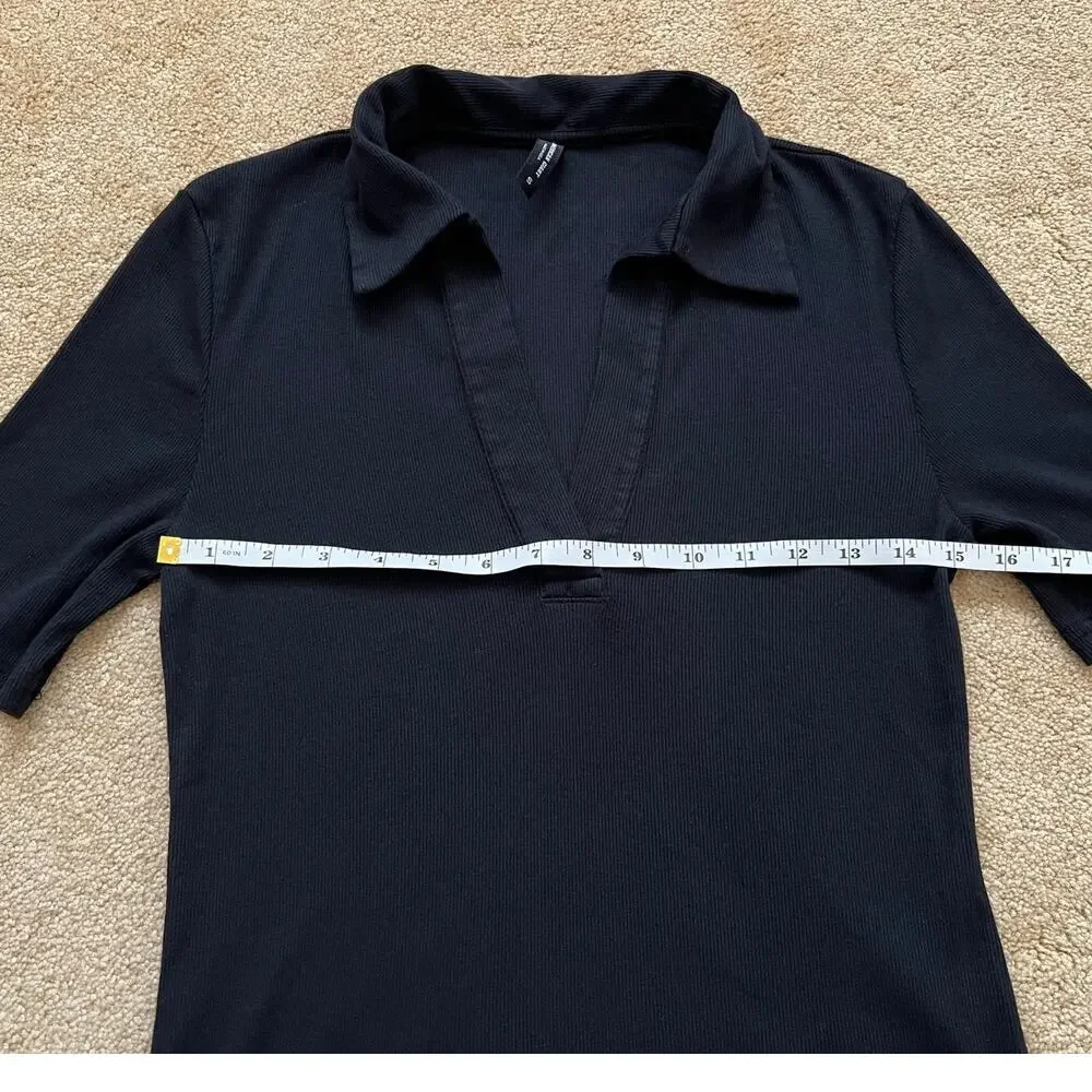 American Giant Women's Luxe Rib Popover Polo Shirt - Picture 8 of 9